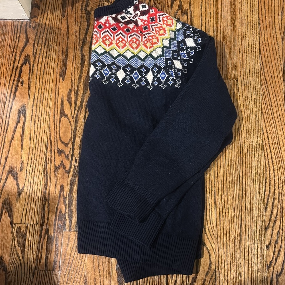 gap men’s medium rainbow fair isle sweater. cotton and wool blend.